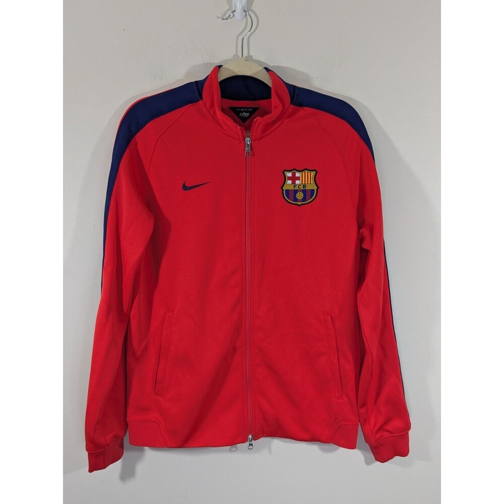 Nike Barcelona Red Jacket Soccer Authentic Zipper Retro BARCA MLS WORLD Club M